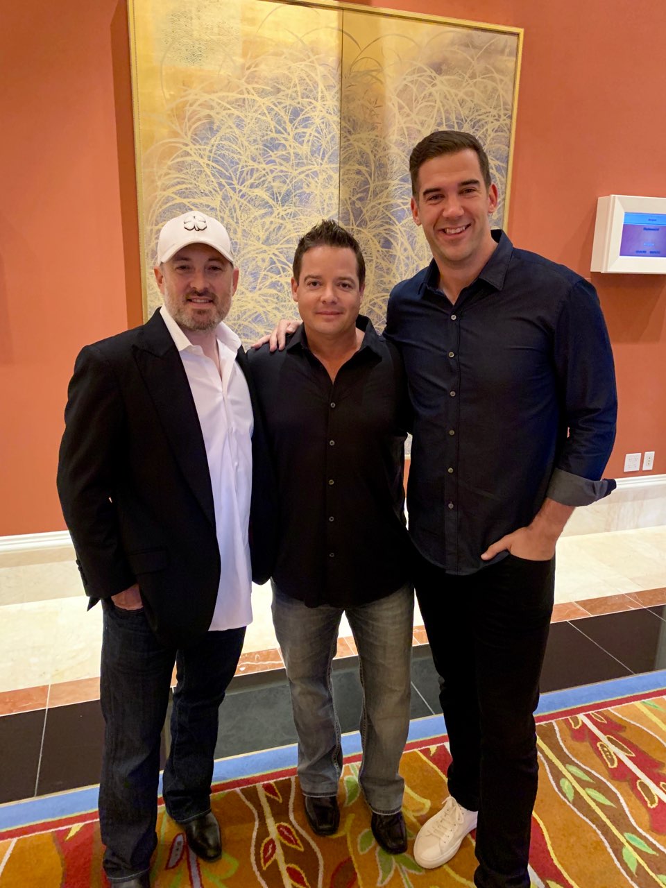 Josh Bezoni at a Las Vegas award ceremony with longtime friends Mike Dillard and Lewis Howes
